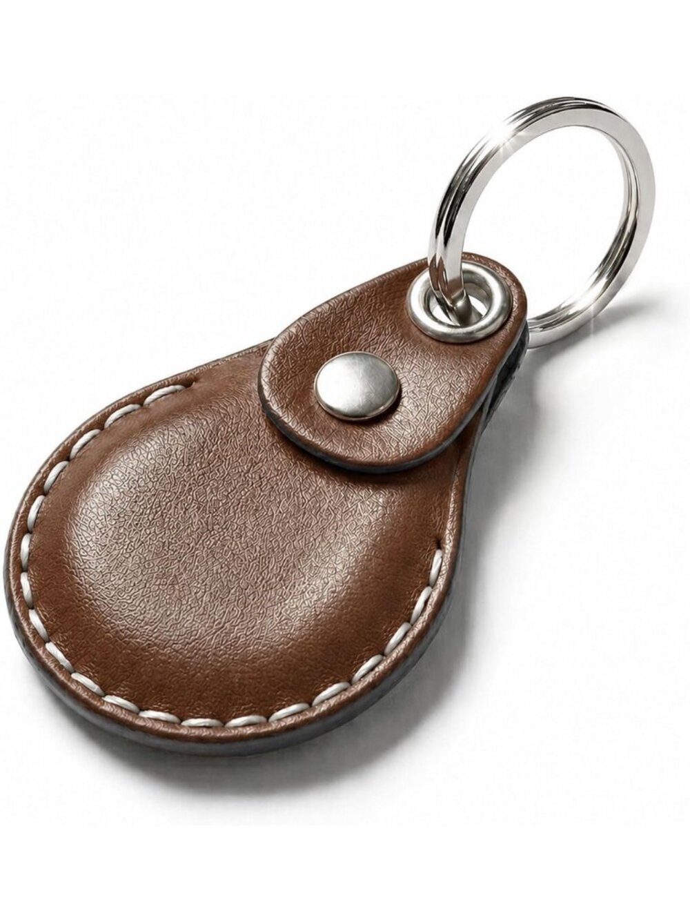 Handmade Leather Keychain Holder for AirTag - Protective Case with Metal Keyring